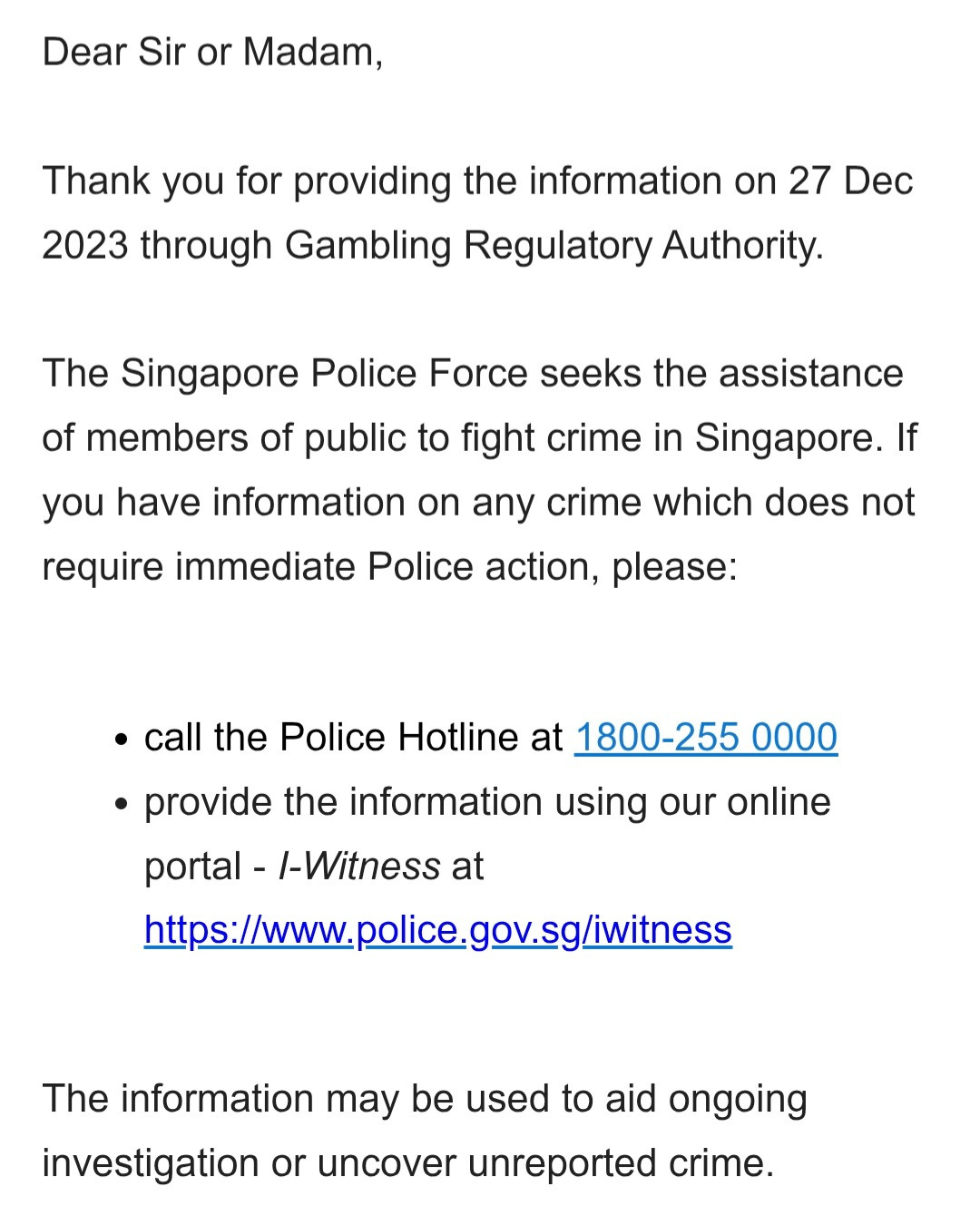 Complaint to GRA